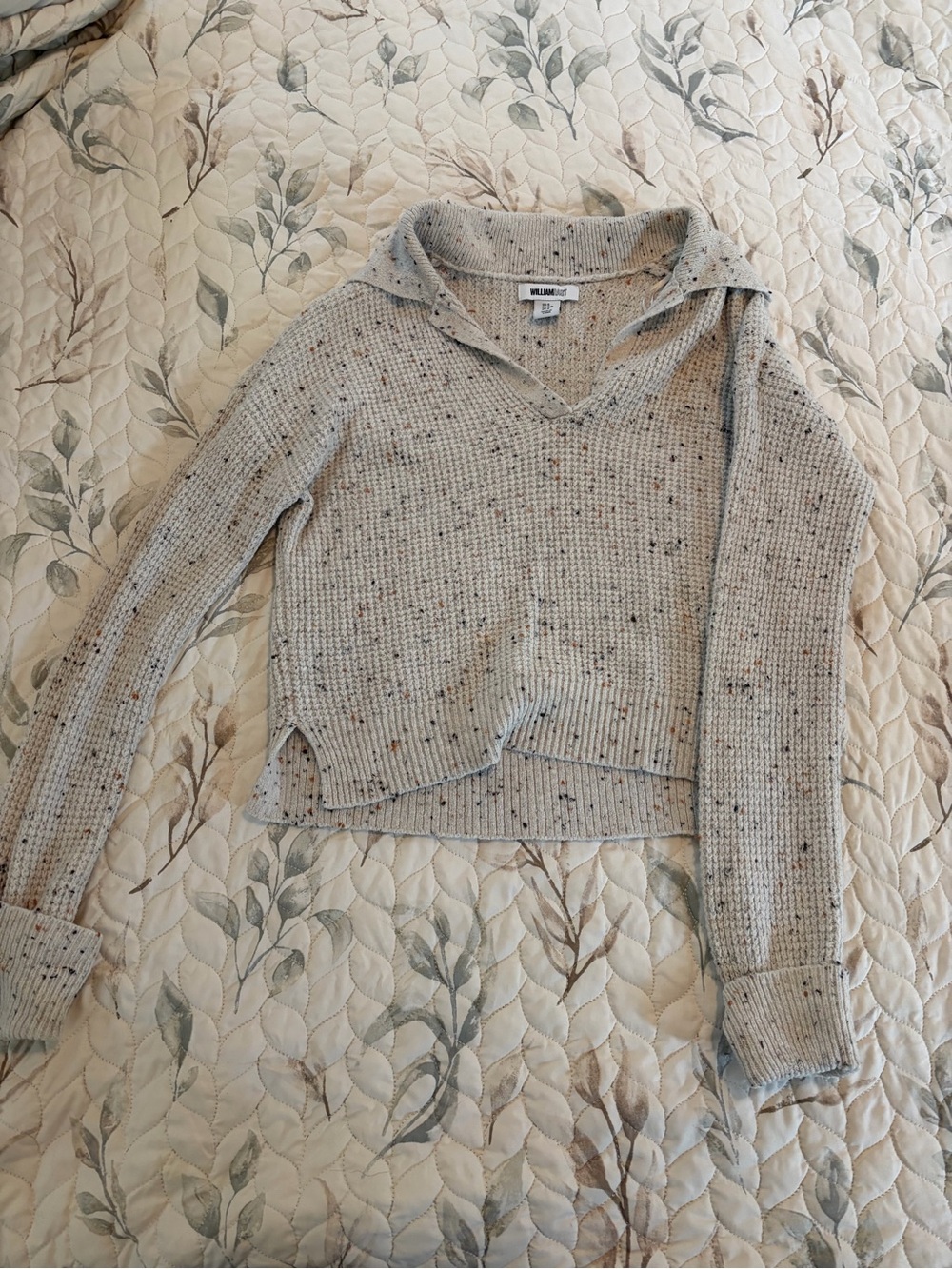William Rast Speckled Beige V-Neck Pullover